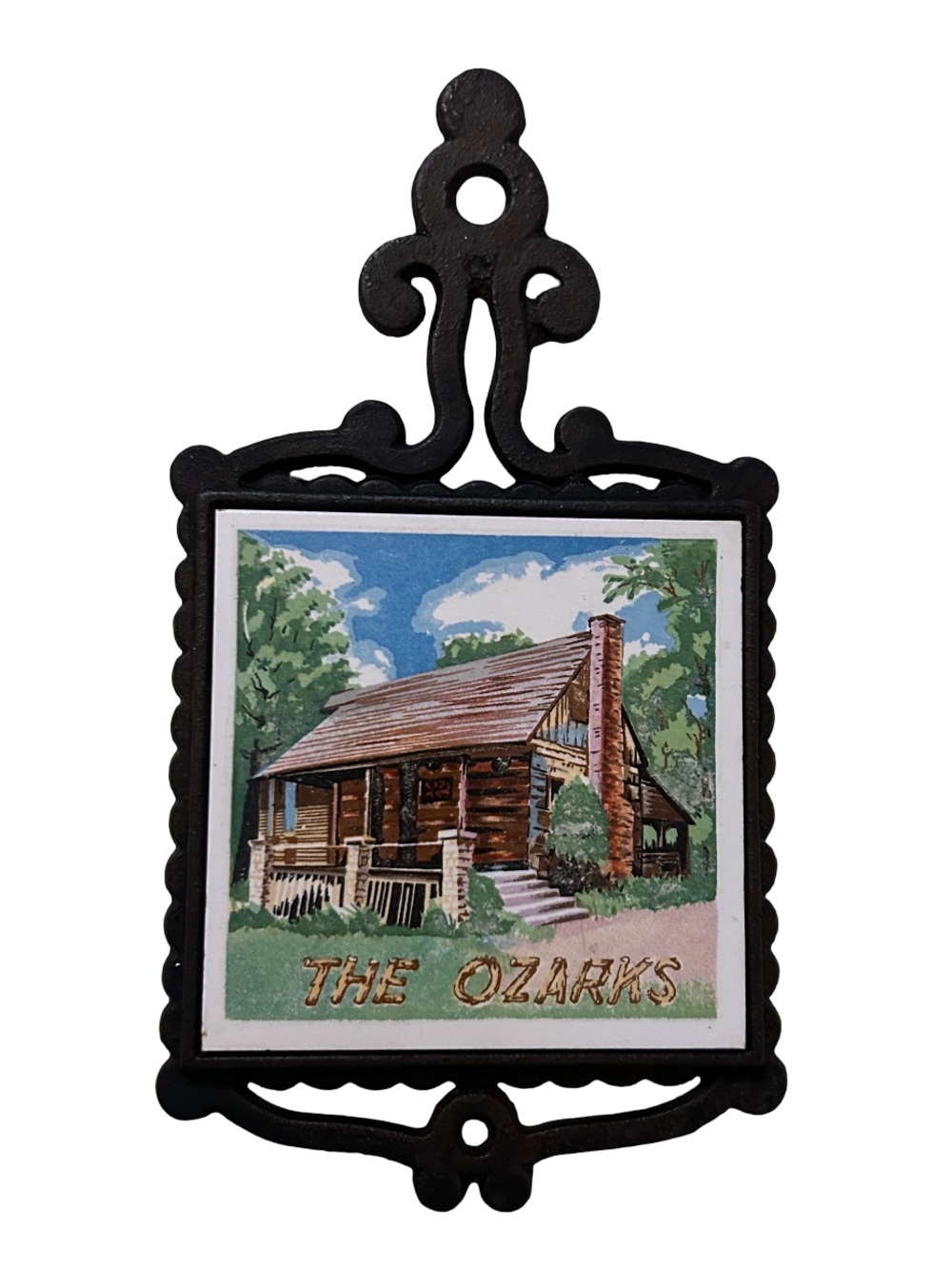 Cast Iron & Ceramic “The Ozarks” Decorative Trivet